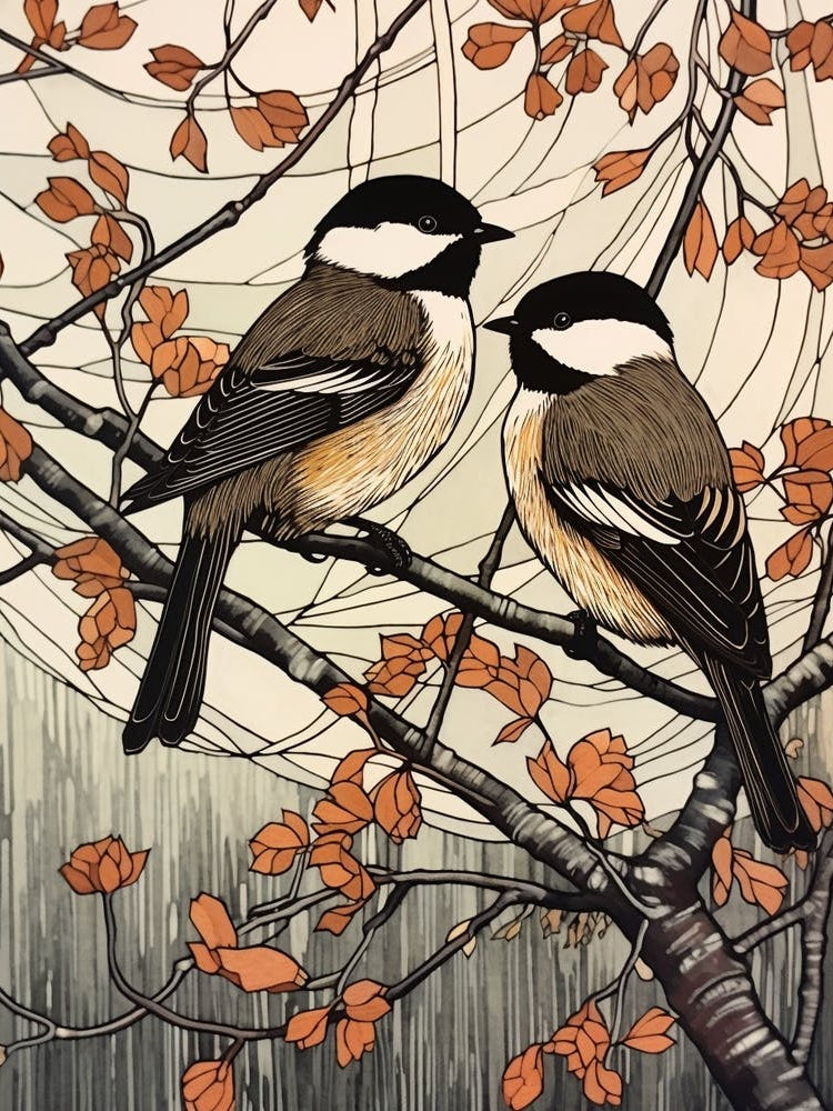 Art Nouveau Birds Poster Grebe 1