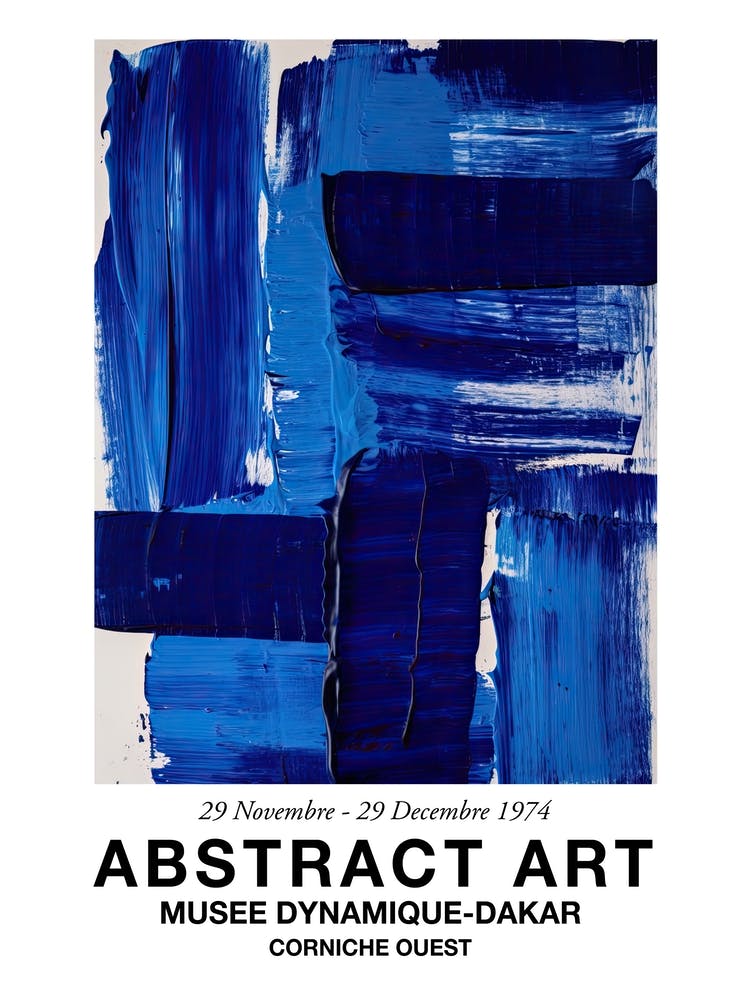 Blue Brush Strokes Abstract 4 Exhibition Poster