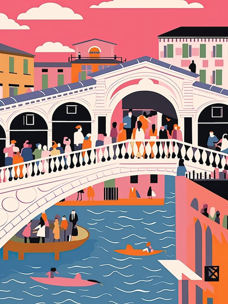 Rialto Bridge, Venice Italy Colourful 4