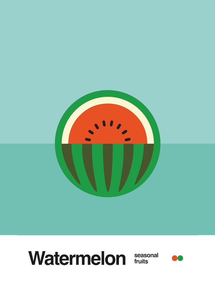 Minimalist Watermelon Poster - Seasonal Fruits