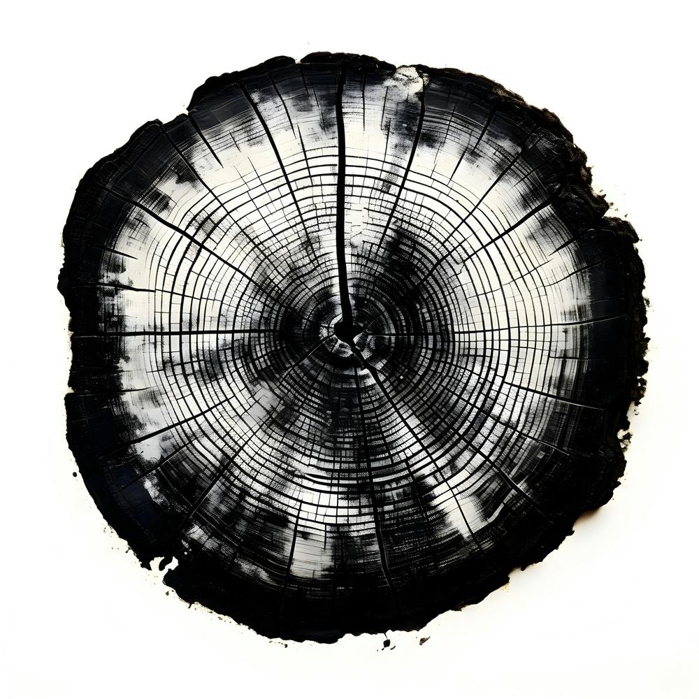 Tree Rings Abstraction in Black and White No. 2