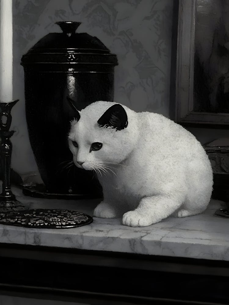 Dark Gothic Cat On A Table