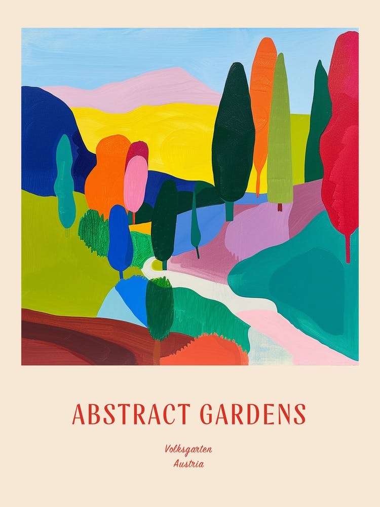 Colourful Gardens Volksgarten Austria 2 Red Poster