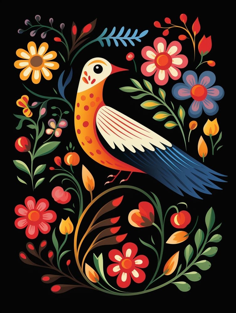 Folk Bird Illustration Dove 1