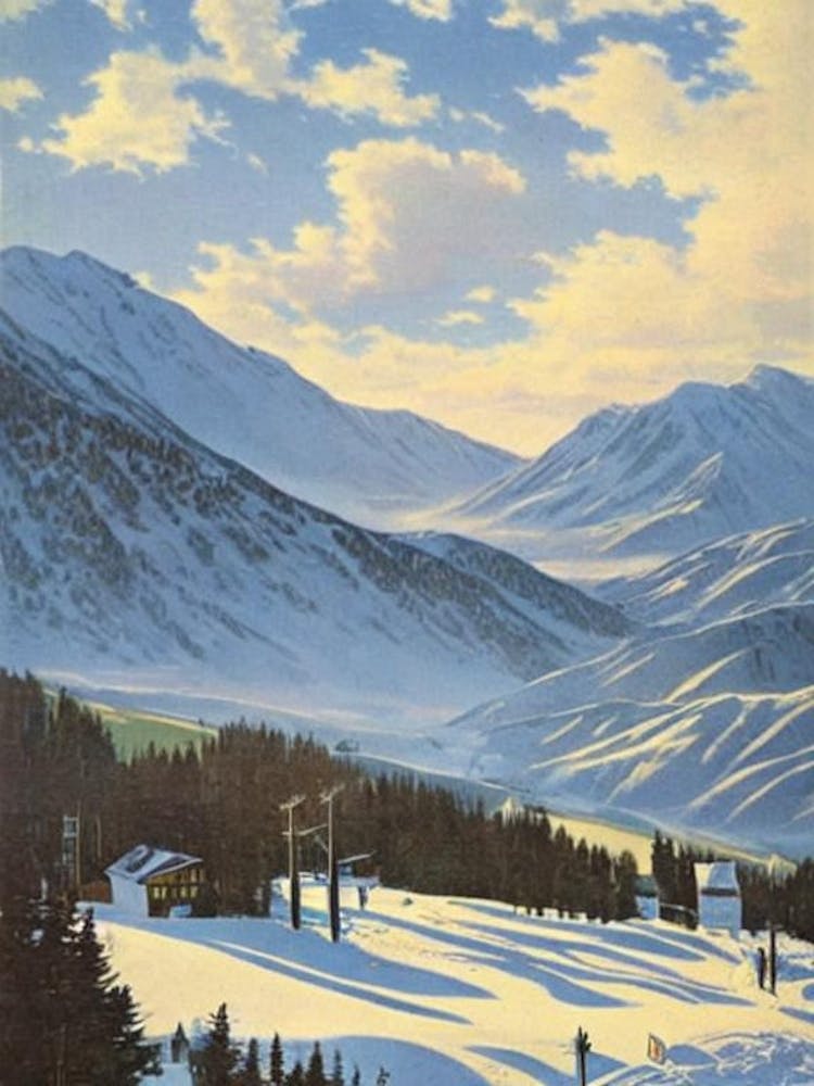 Coronet Peak, New Zealand Ski Resort Vintage Landscape 1 Skiing Poster
