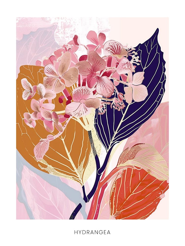 Colourful Flower Illustration Poster Hydrangea 1