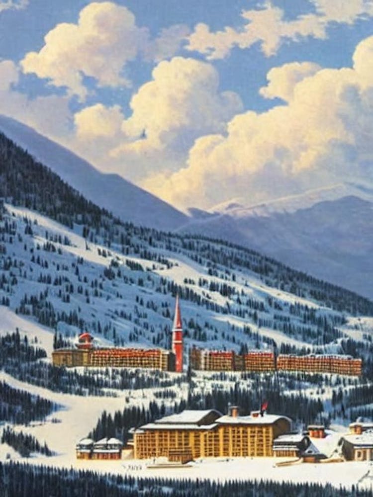 Kronplatz, Italien Skiresort Vintage Landschaft 2 Skiposter