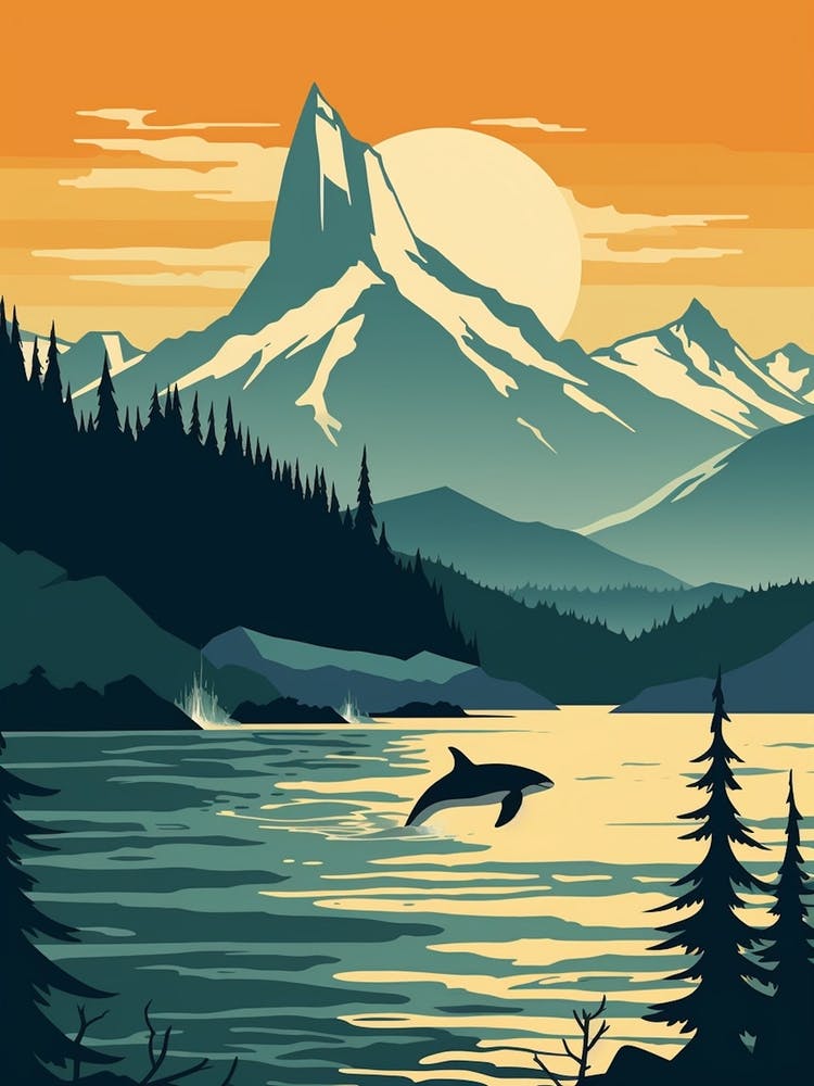 Orca Whale Jumping Out Of Water From Distance