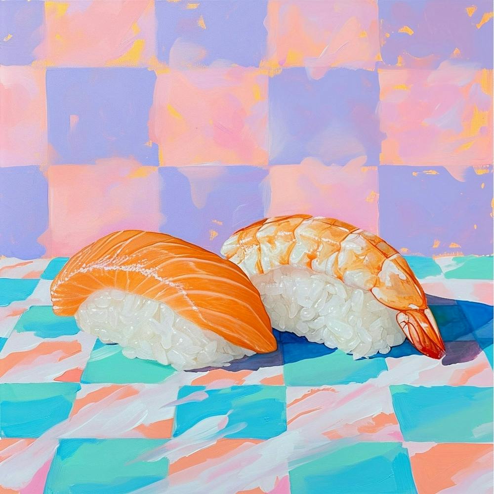 Nigiri Sushi Checkerboard Background 1