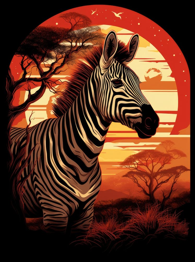 Zebra At Sunset 1