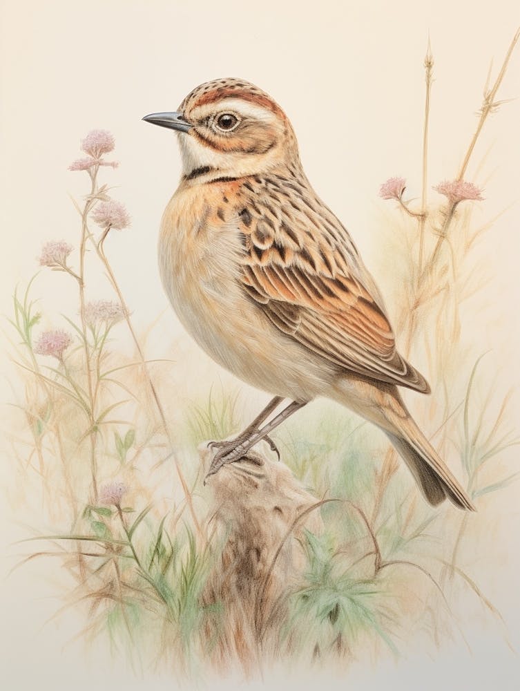 Vintage Bird Drawing Lark 3