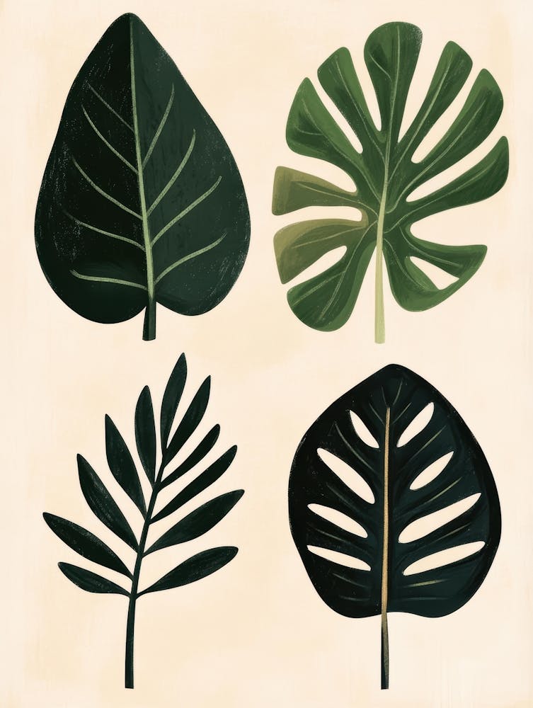 Four Tropical Leaves