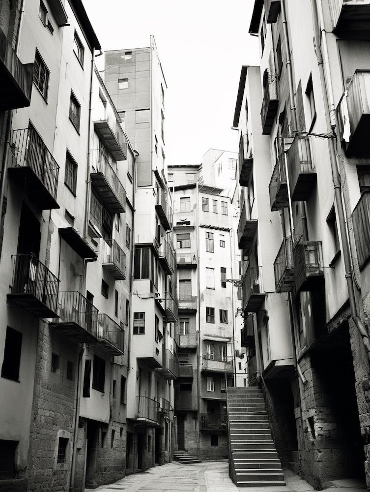 Girona, Spain, Black And White Old Photo 3