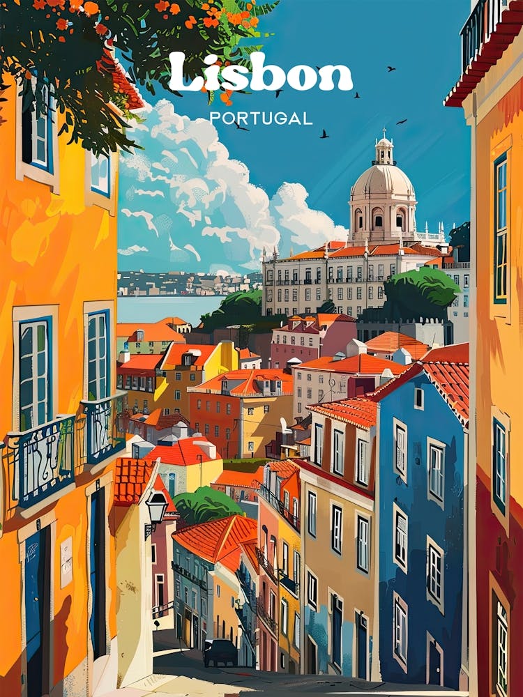 Lisbon Portugal Holiday Travel Art