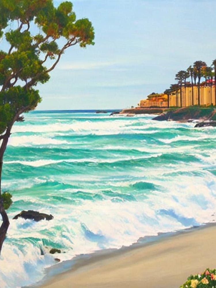 La Jolla Cove, San Diego, California Contemporary Illustration