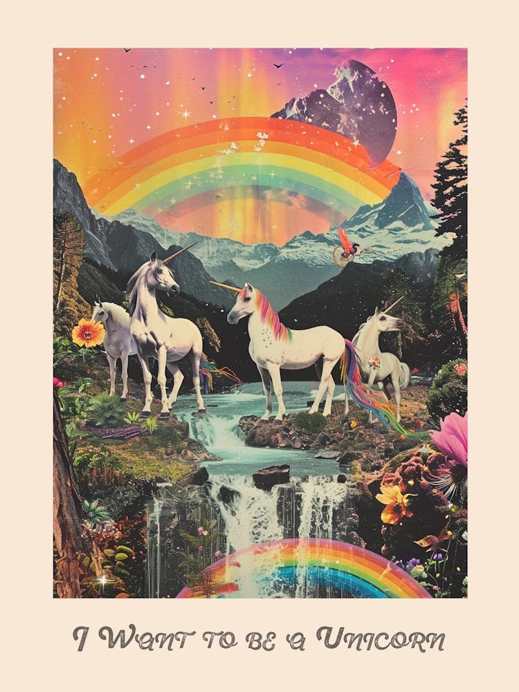I Want To Be A Unicorn Kitsch Poster