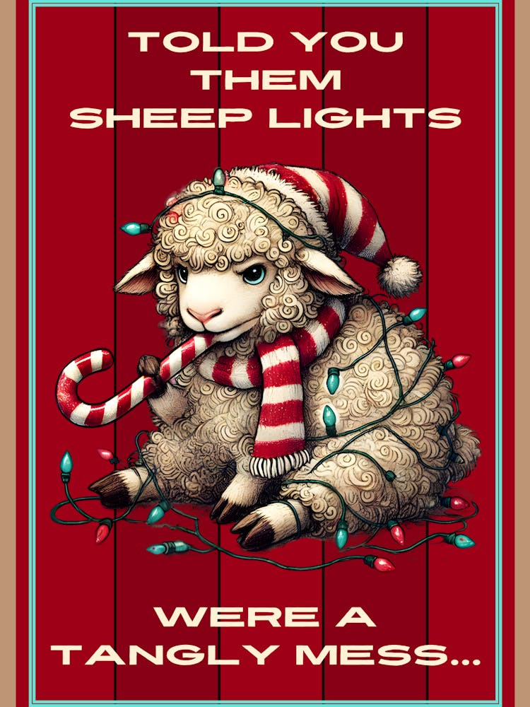 Red Sheep in Christmas Lights