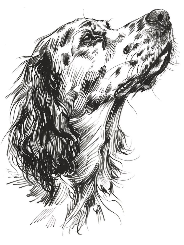 English Setter Dog Line Sketch 3