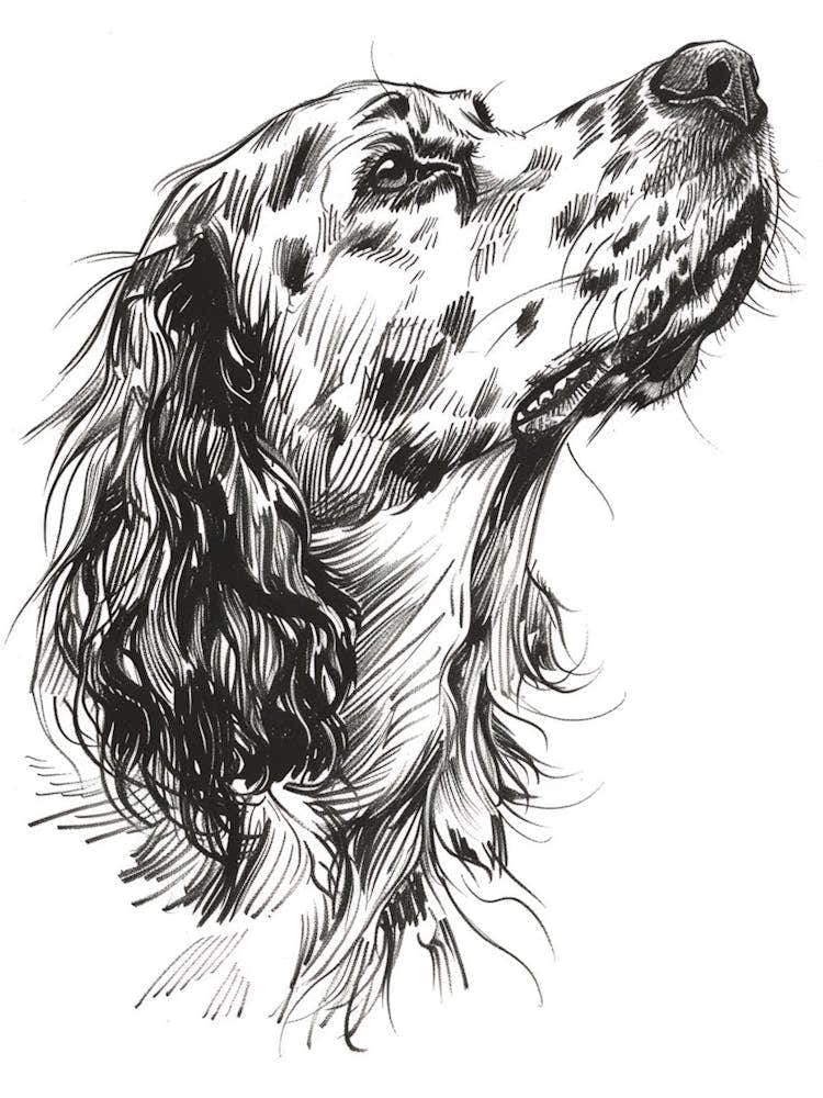 English Setter Dog Line Sketch 3