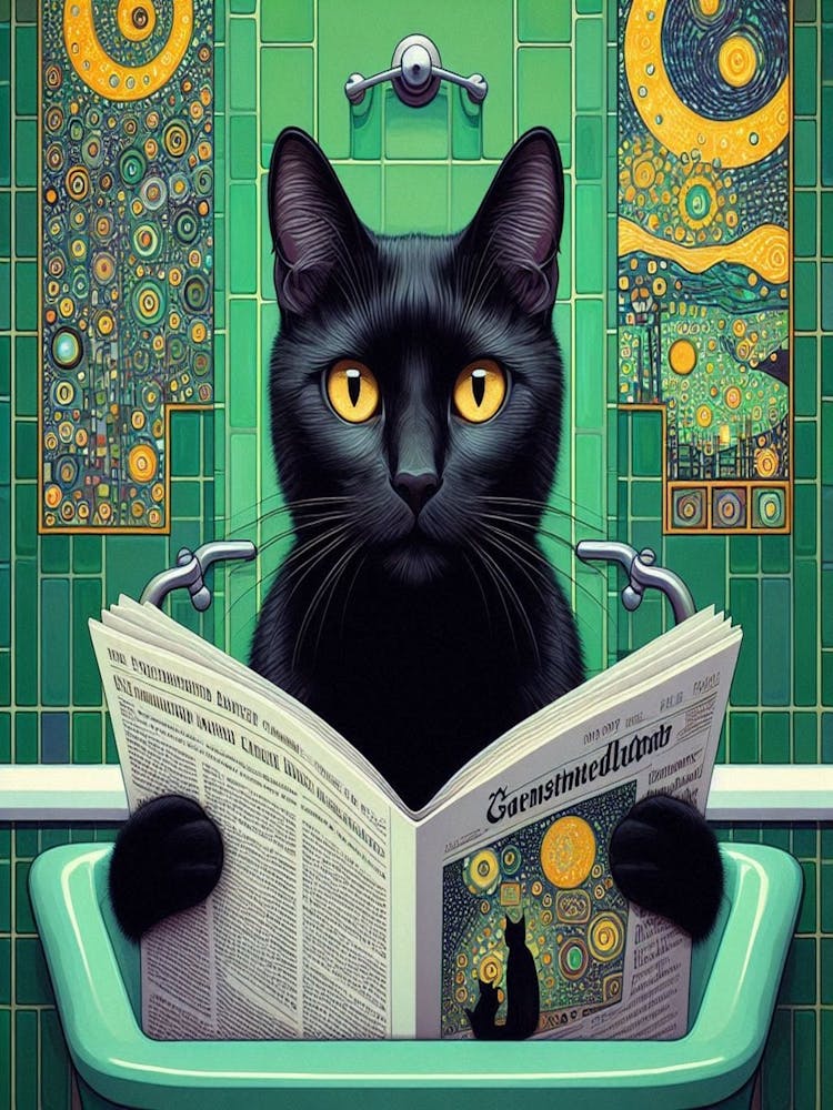 Cat Reading Newspaper 9