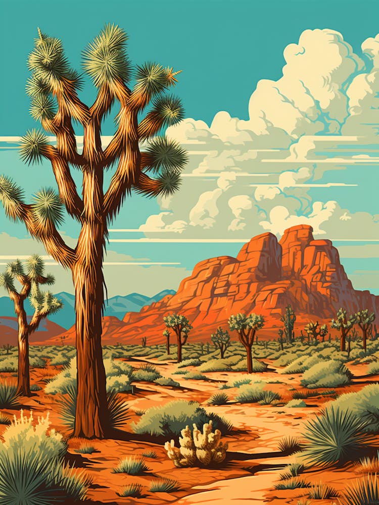  Retro Illustration Of A Joshua Trees In Mountains 2