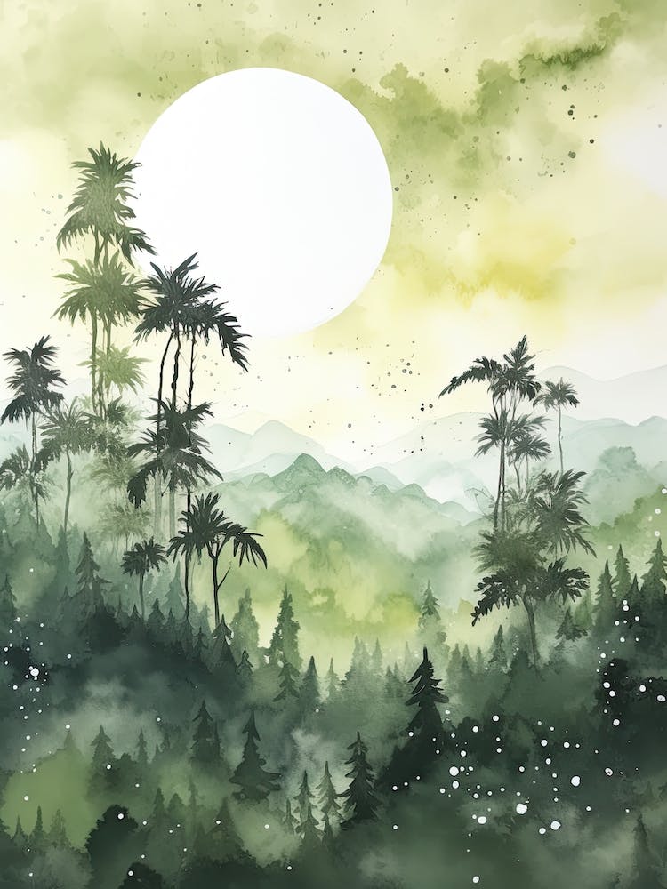 Watercolour Of Danum Valley Conservation Area   Borneo Malaysia 0