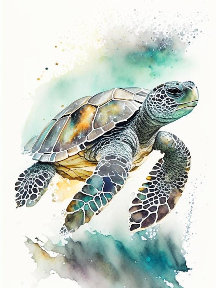 Leatherback Sea Turtle (Dermochelys Coriacea), Sea Turtle Storybook Watercolours 1