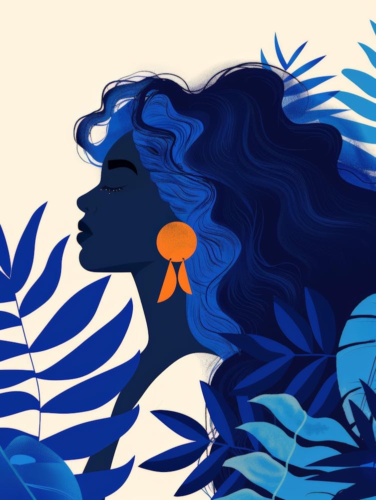 Portrait Of A Woman With Blue Hair