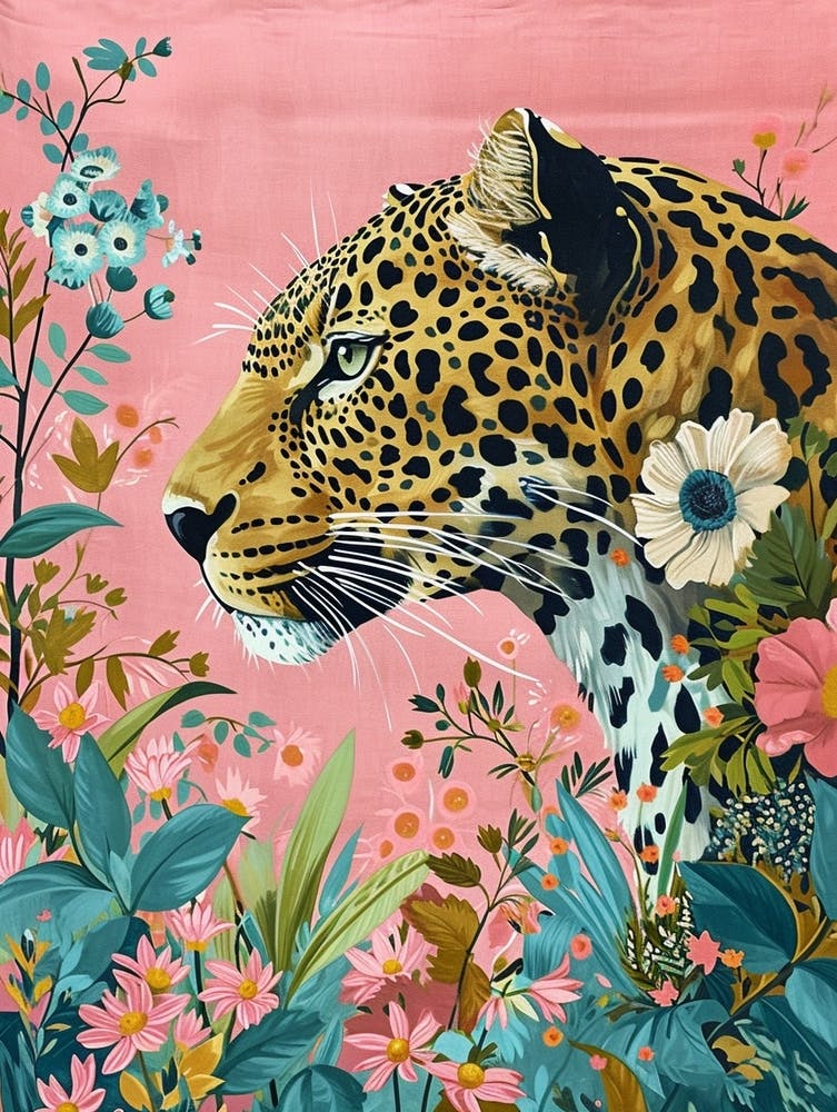 Floral Animal Painting Leopard 3