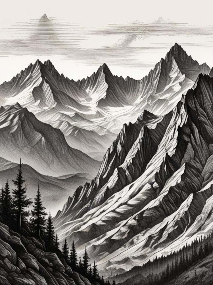 Monochrome Mountain Landscape (4)