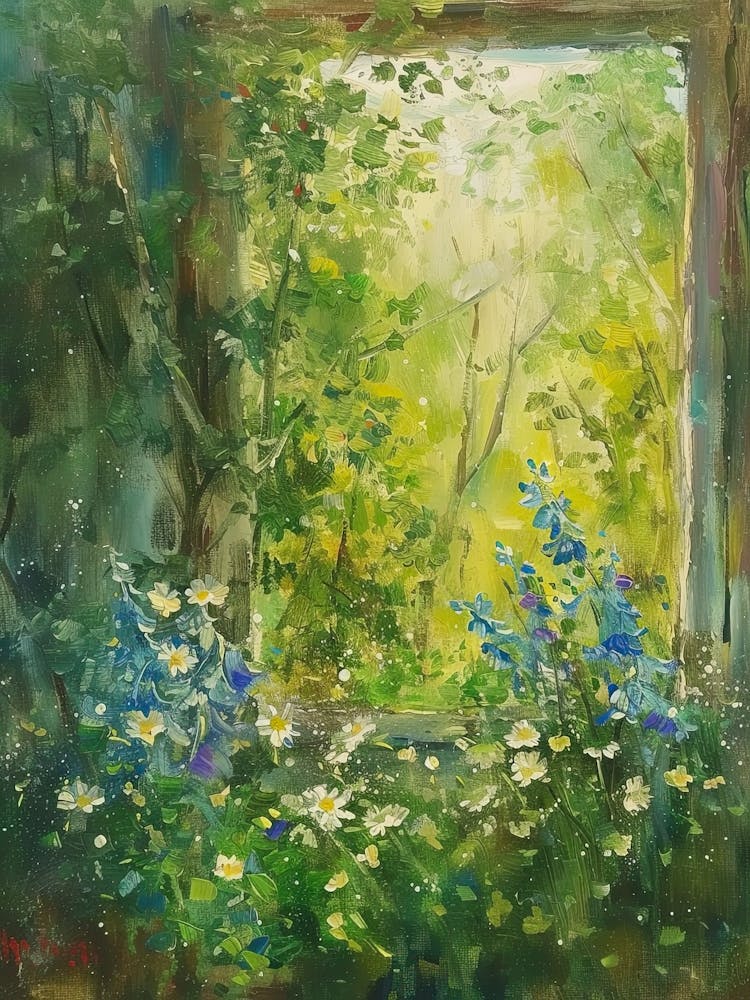 Bluebell Flowers On A Cottage Window 2