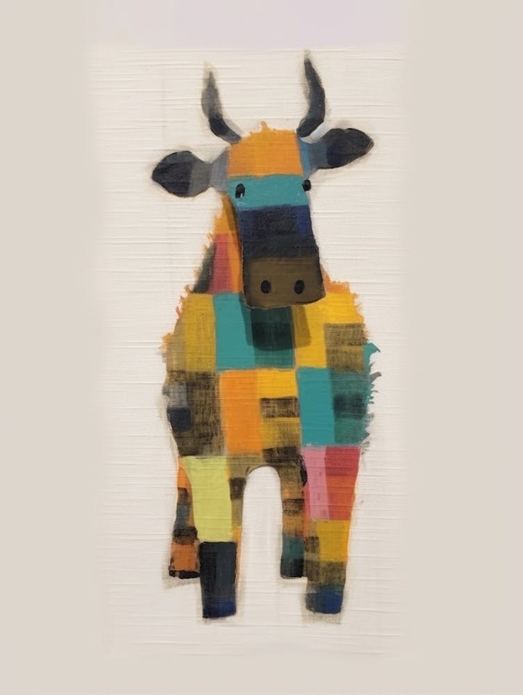Buffalo Kids Patchwork Painting