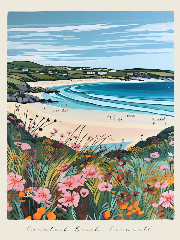 Affiche de Crantock Beach, Cornwall, Style Matisse et Rousseau 1