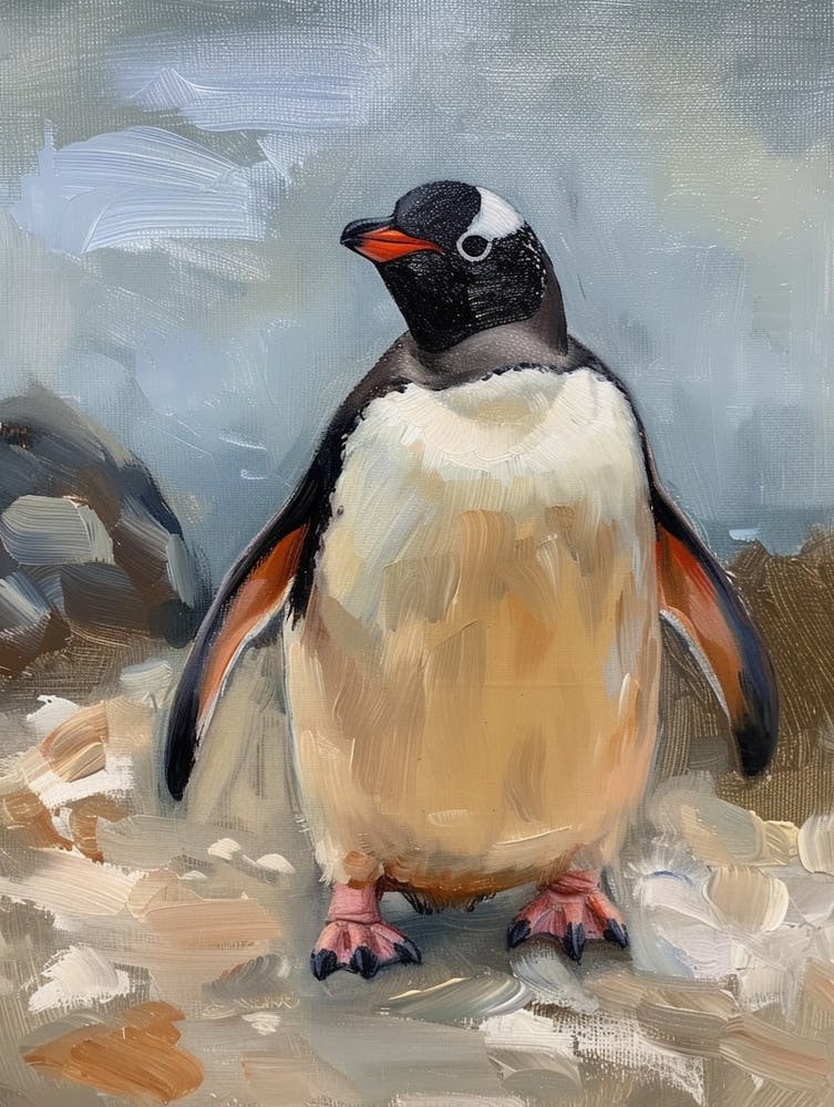 Adéliepinguin Saunders Island Ölgemälde 3