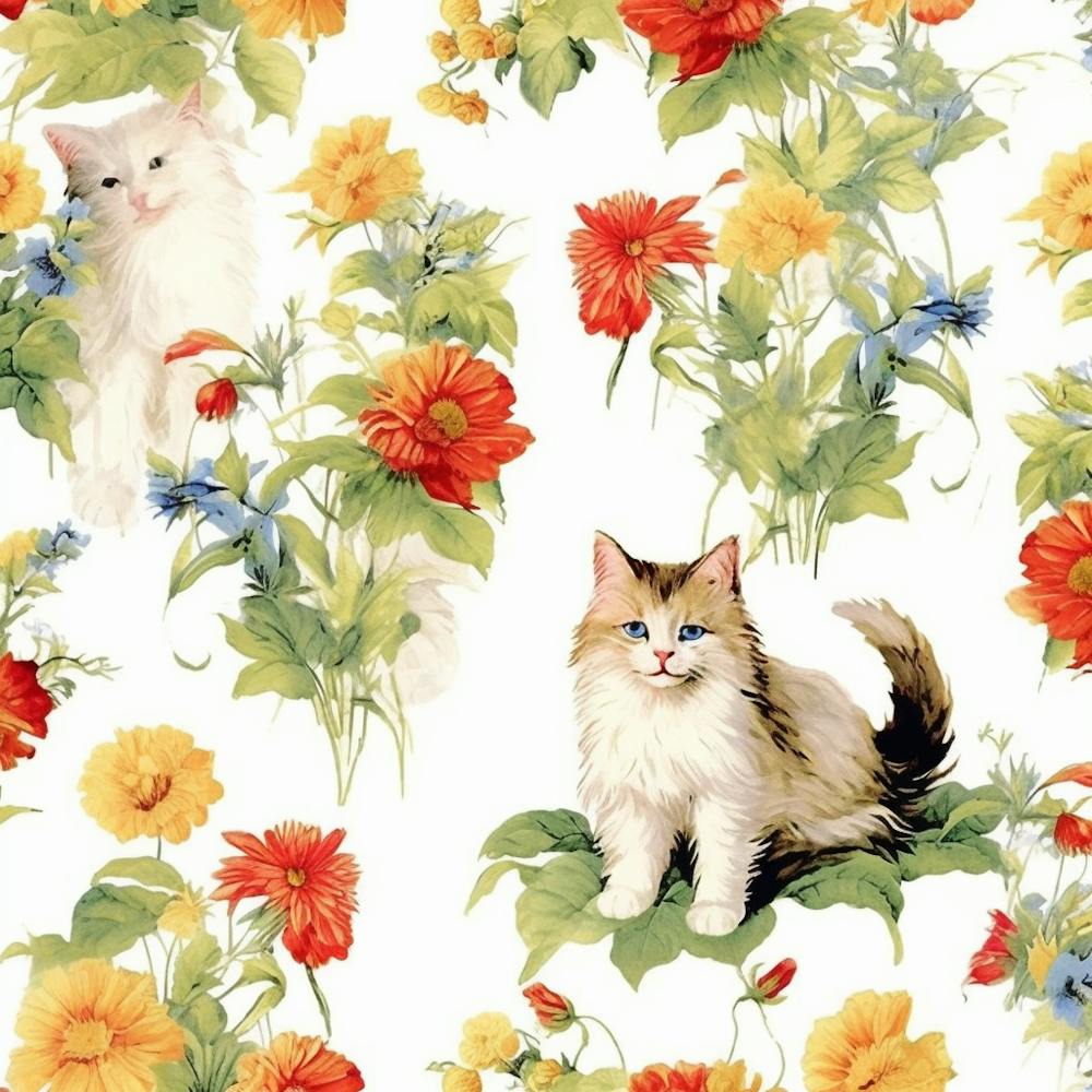 Cats And Flowers