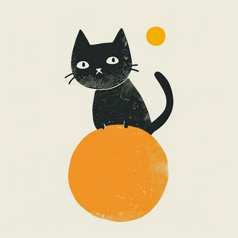 Black Cat On Orange
