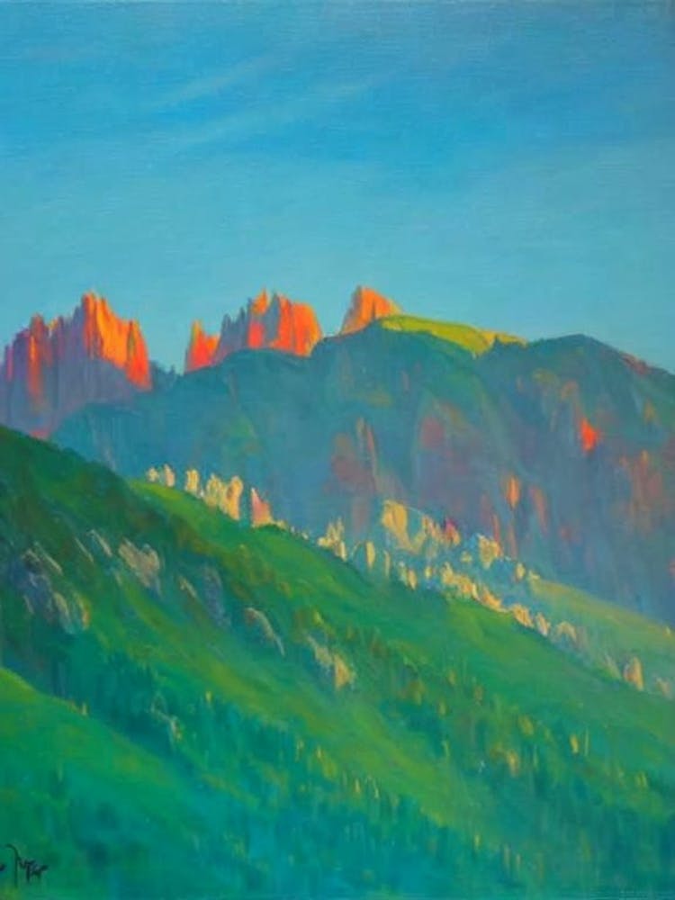 Dolomiti Bellunesi National Park Italy Blue Oil Painting 1