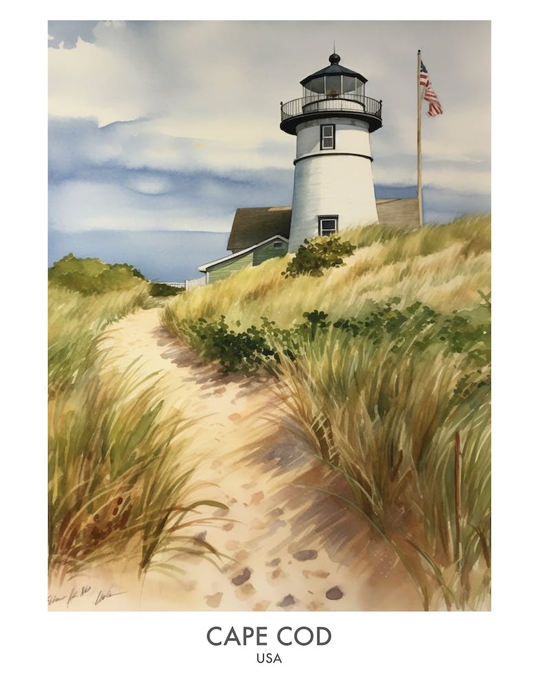 Cape Cod 1 Aquarell-Reiseplakat