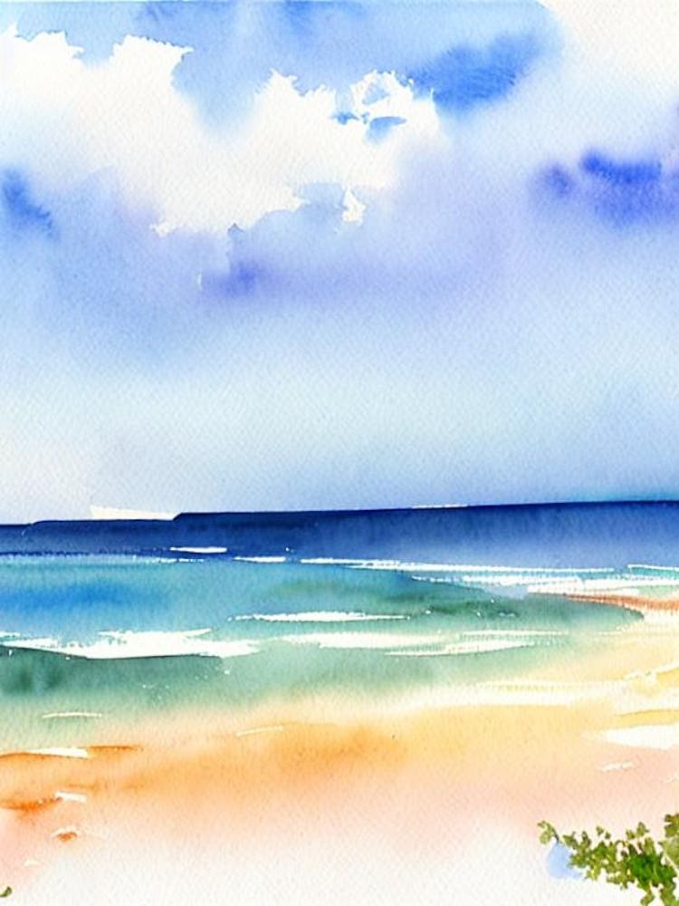 Spiaggia Del Principe, Sardinia, Italy Watercolour