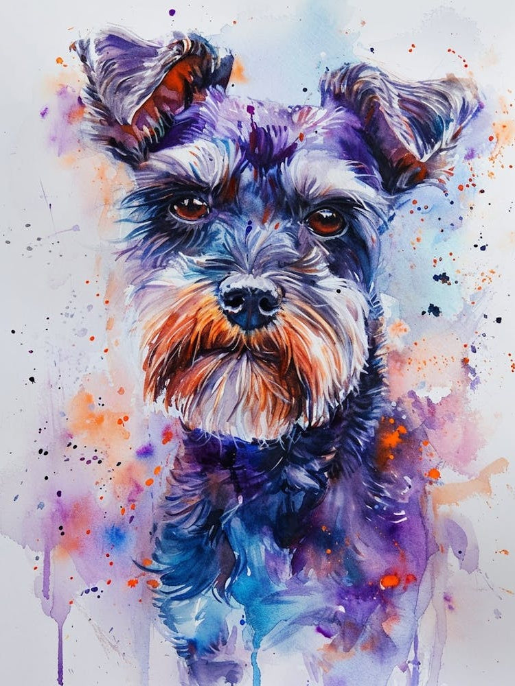 Miniature Schnauzer Watercolor Painting 2