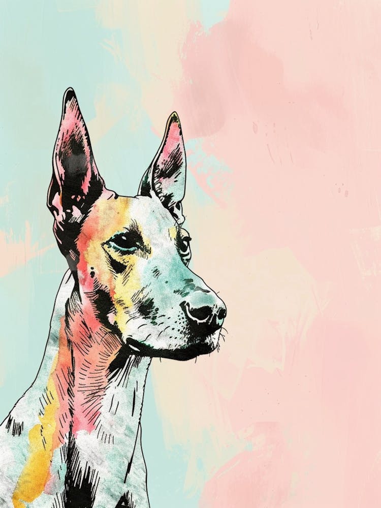 Pastel Colourful Doberman Line Illustration
