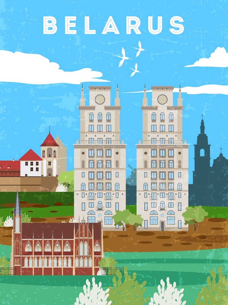 Minsk, Belarus - Retro travel minimalist poster 3