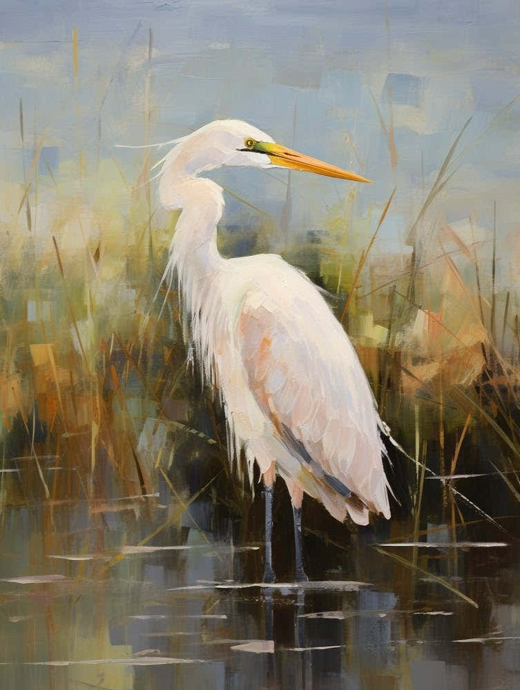Bird Painting Egret 3