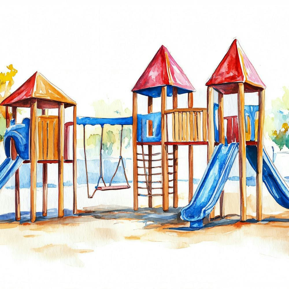 Watercolor Of A Playground
