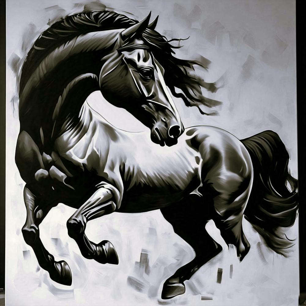 Black And White Horse Painting