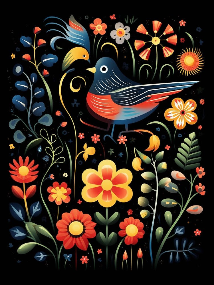 Folk Bird Illustration Cuckoo 2