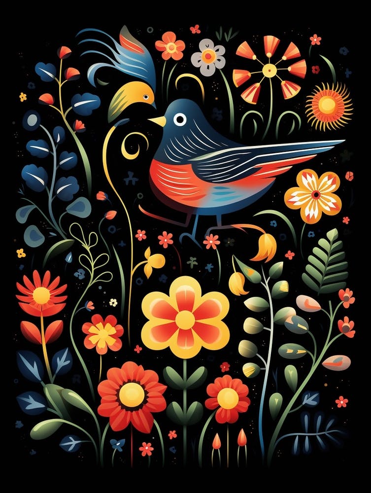 Folk Bird Illustration Cuckoo 2