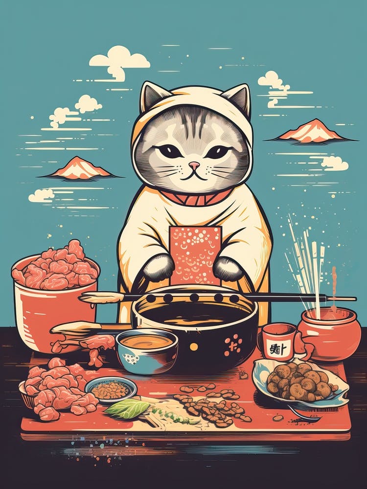 Kawaii Cat Drawings Cooking 5