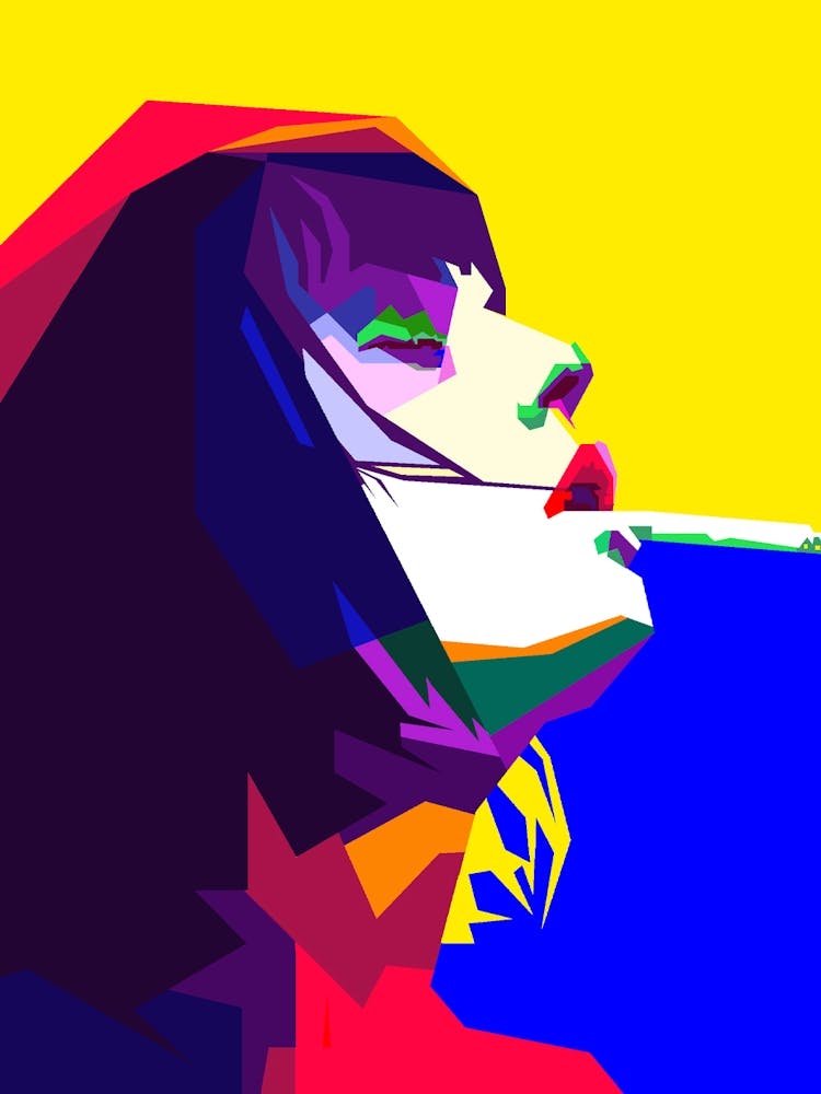 Girl Smoking Pop Art WPAP Style Illustration