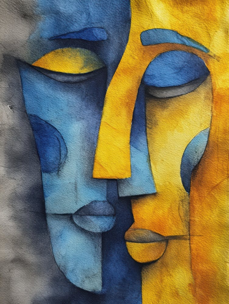 Abstract Painting, Impressionist Painting, Watercolor, Blue Color
